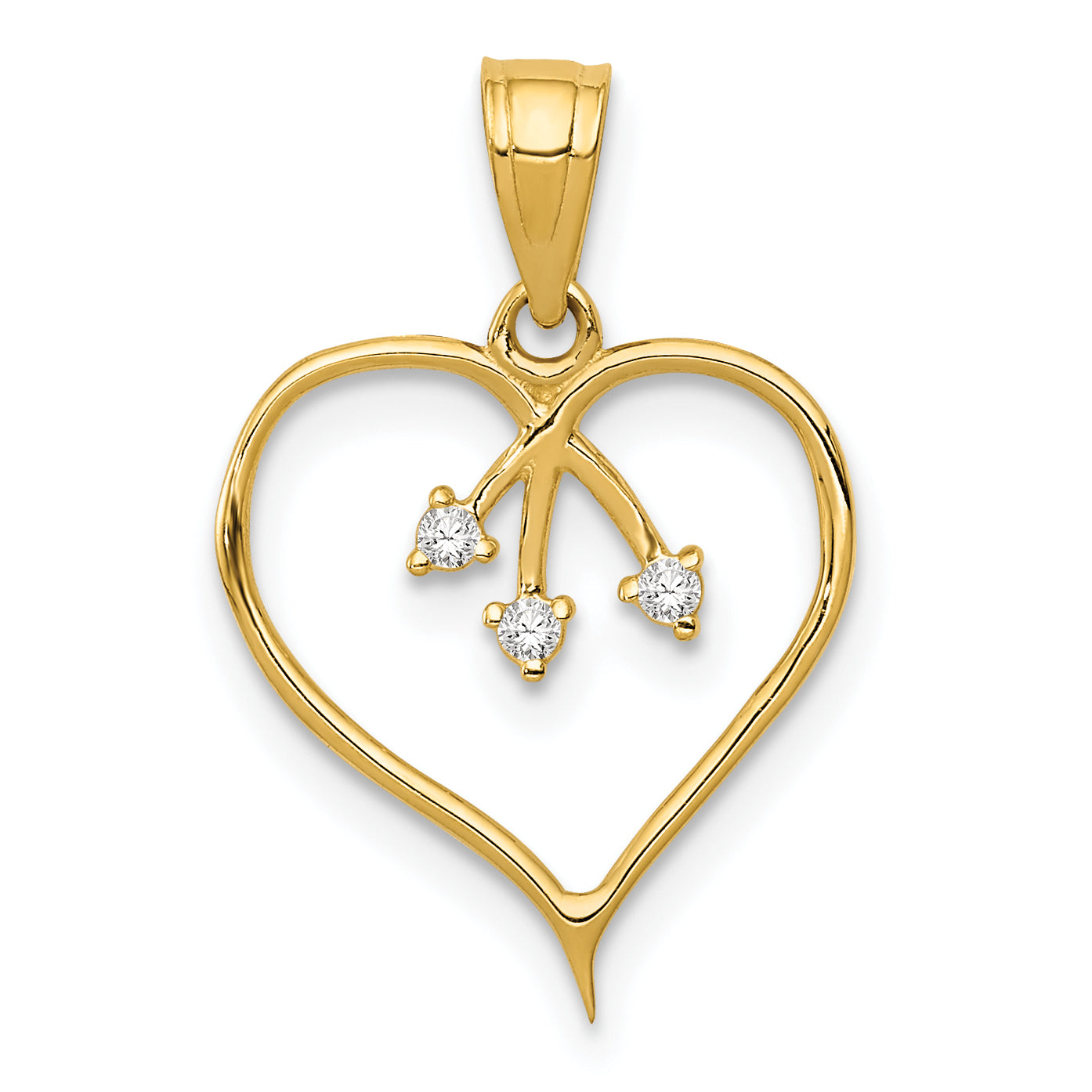 14k 3-CZ Cut-out Heart Pendant Main image
