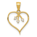 14k 3-CZ Cut-out Heart Pendant