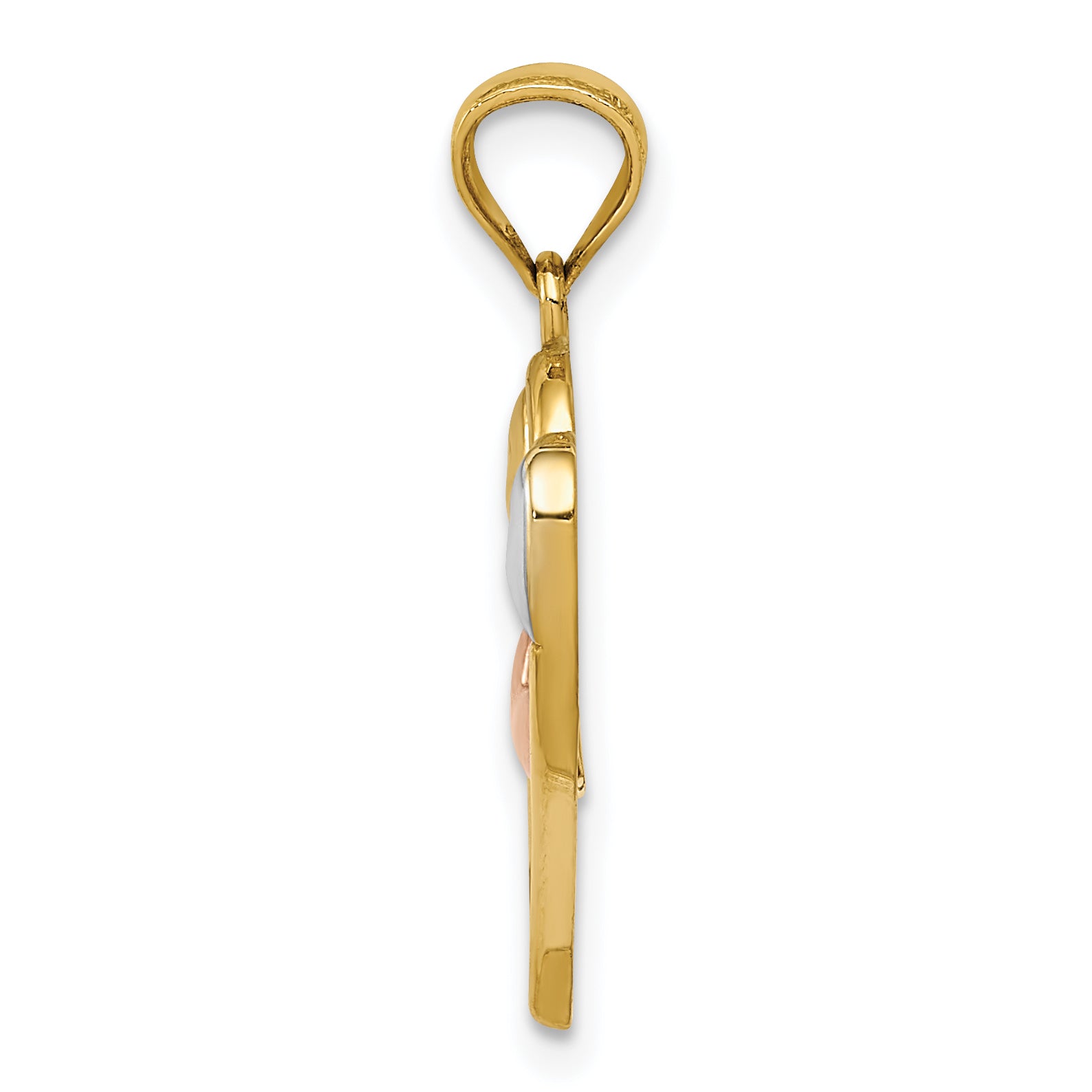 14K Two-Tone Gold Hearts Pendant with Rhodium Polished Finish by Sophia Jewelers