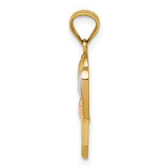 14K Two-Tone Gold Hearts Pendant with Rhodium Polished Finish by Sophia Jewelers