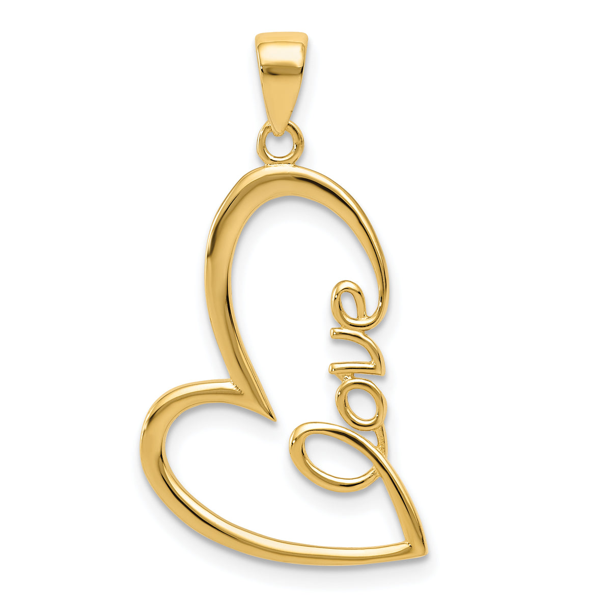 14k Gold Polished LOVE Heart Pendant