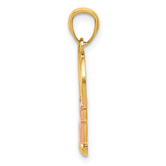 14K Two-Tone Gold Infinity Heart Pendant with Polished Finish Elegant & Timeless