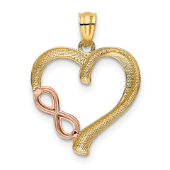 14K Two-Tone Gold Infinity Heart Pendant with Polished Finish Elegant & Timeless
