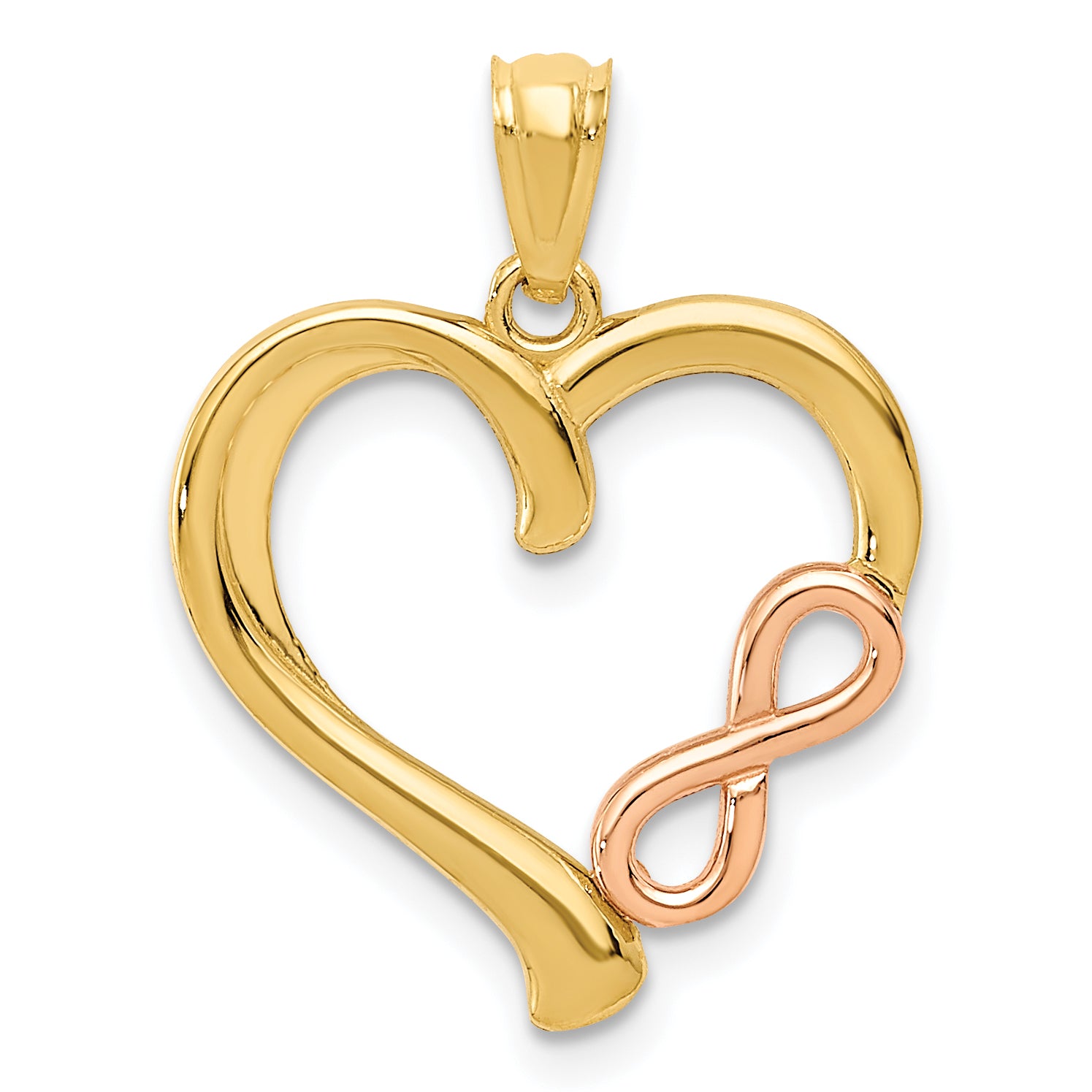 14K Two-tone Polished Infinity Heart Pendant Main image