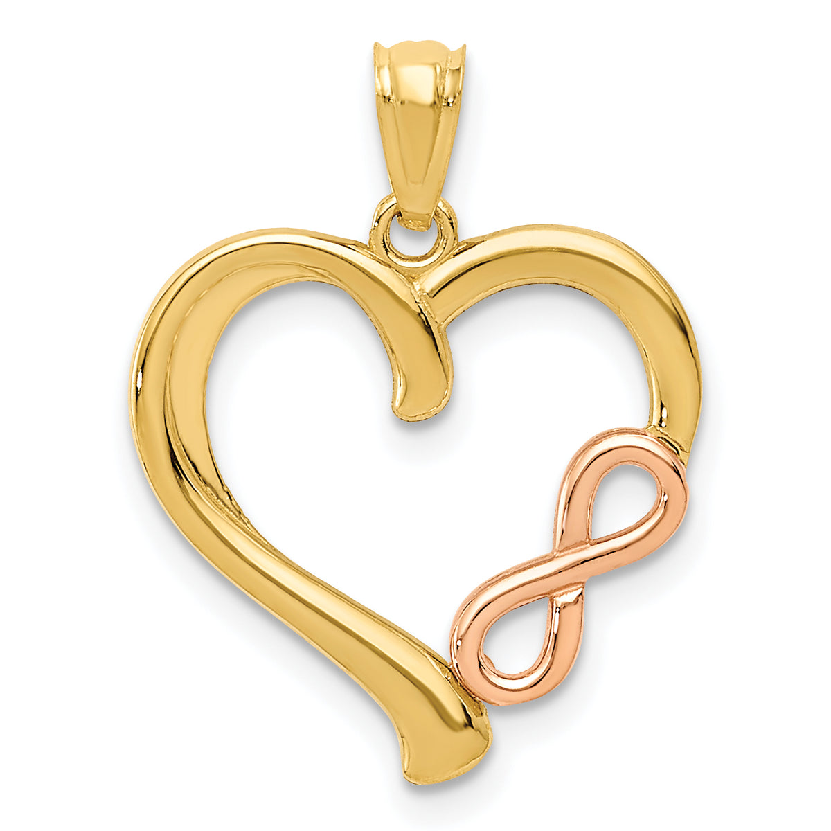 14K Two-tone Polished Infinity Heart Pendant