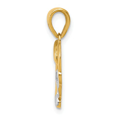 14K Gold Infinity Heart Pendant with White Rhodium Accents, Polished Finish