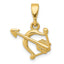 14k Gold Polished Bow and Arrow Pendant