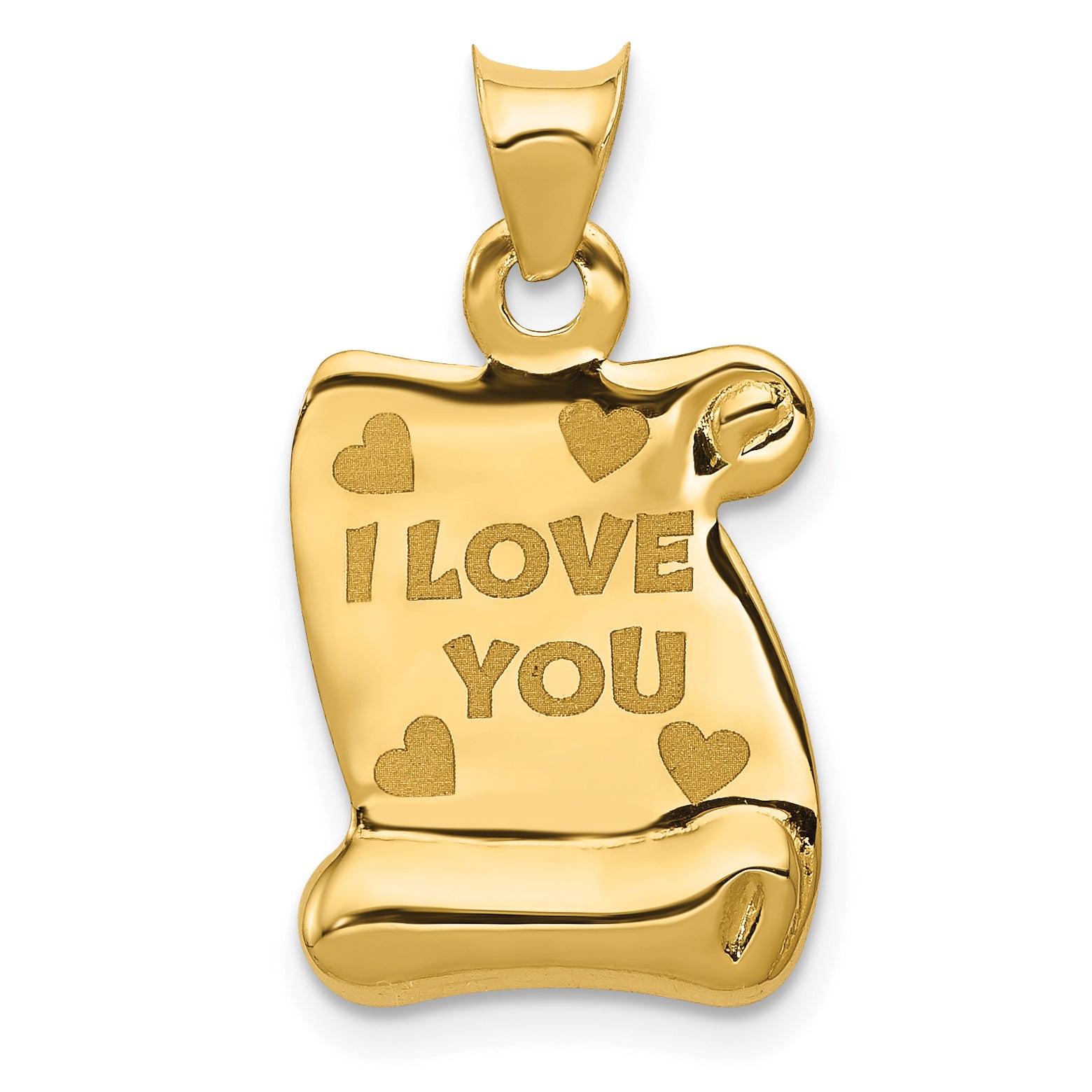 14k Polished/Textured I LOVE YOU Pendant Main image