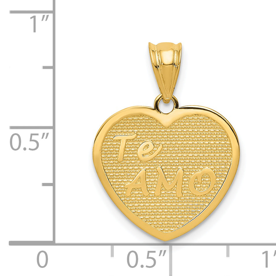 14K Gold Te Amo Heart Pendant with Polished Finish  Elegant Gift