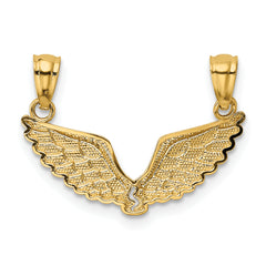 14K Gold Polished Break Apart Angel Wings Pendant Set  Elegant & Gift Ready