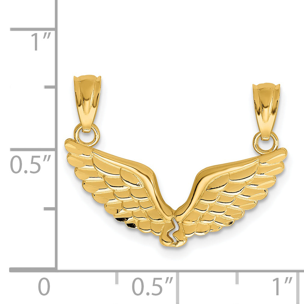 14K Polished 2 Piece Break Apart Angel Wings Pendants