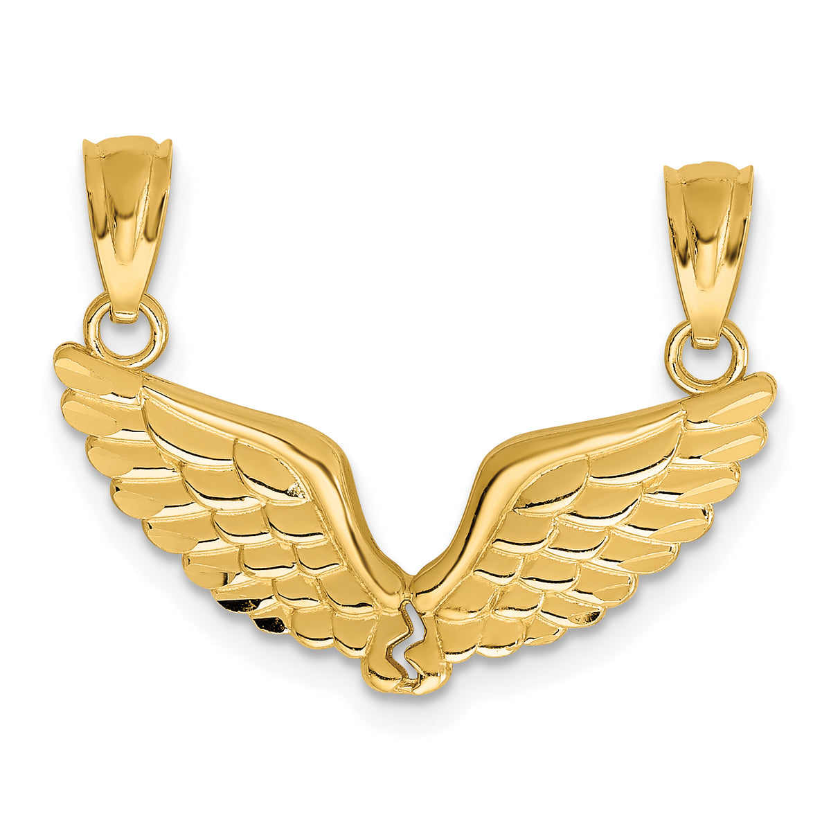 14K Polished 2 Piece Break Apart Angel Wings Pendants