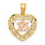 14k Two-tone Diamond-cut 15 Pendant