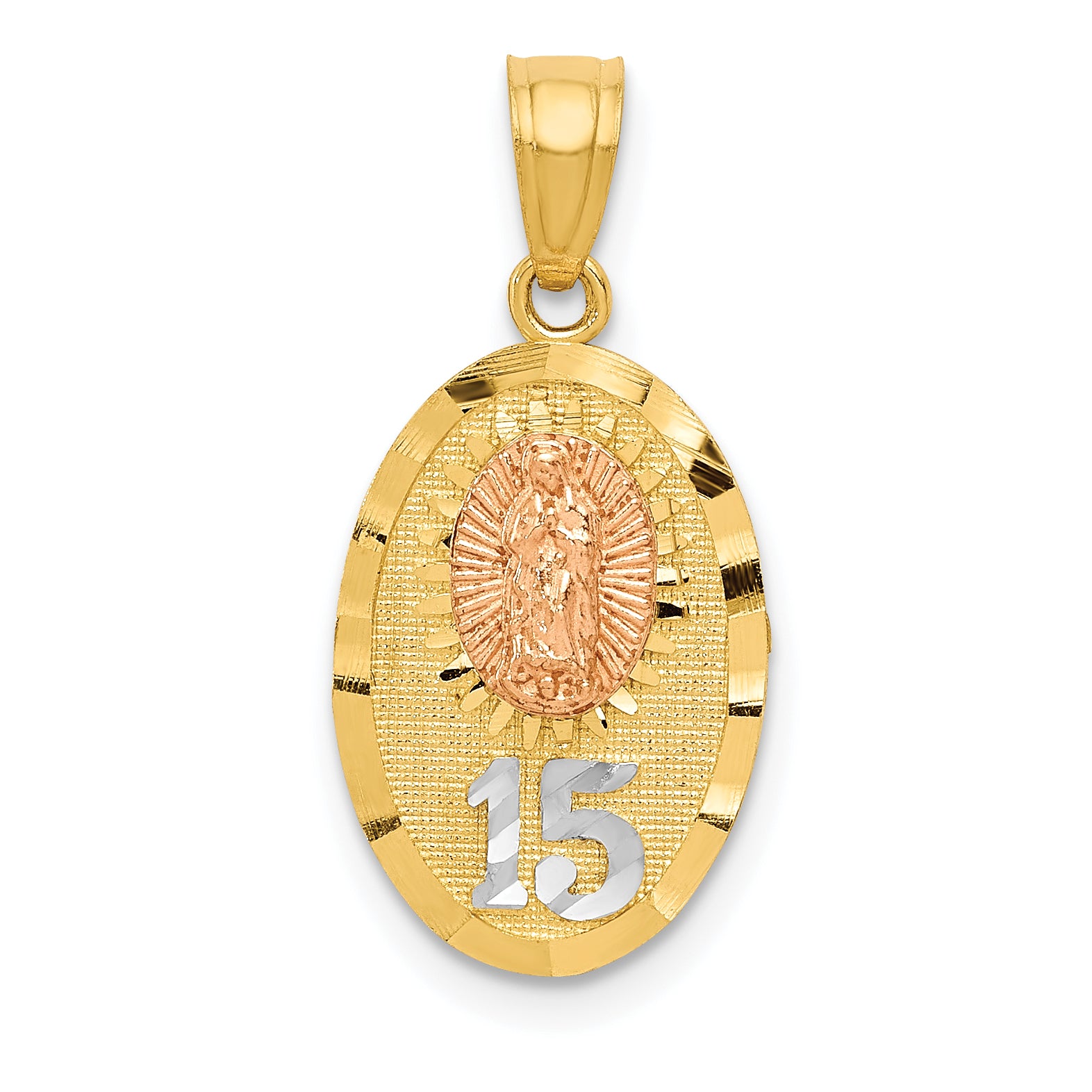 14k Two-tone w/White Rhod D/C Lady of Guadalupe 15 Pendant Main image