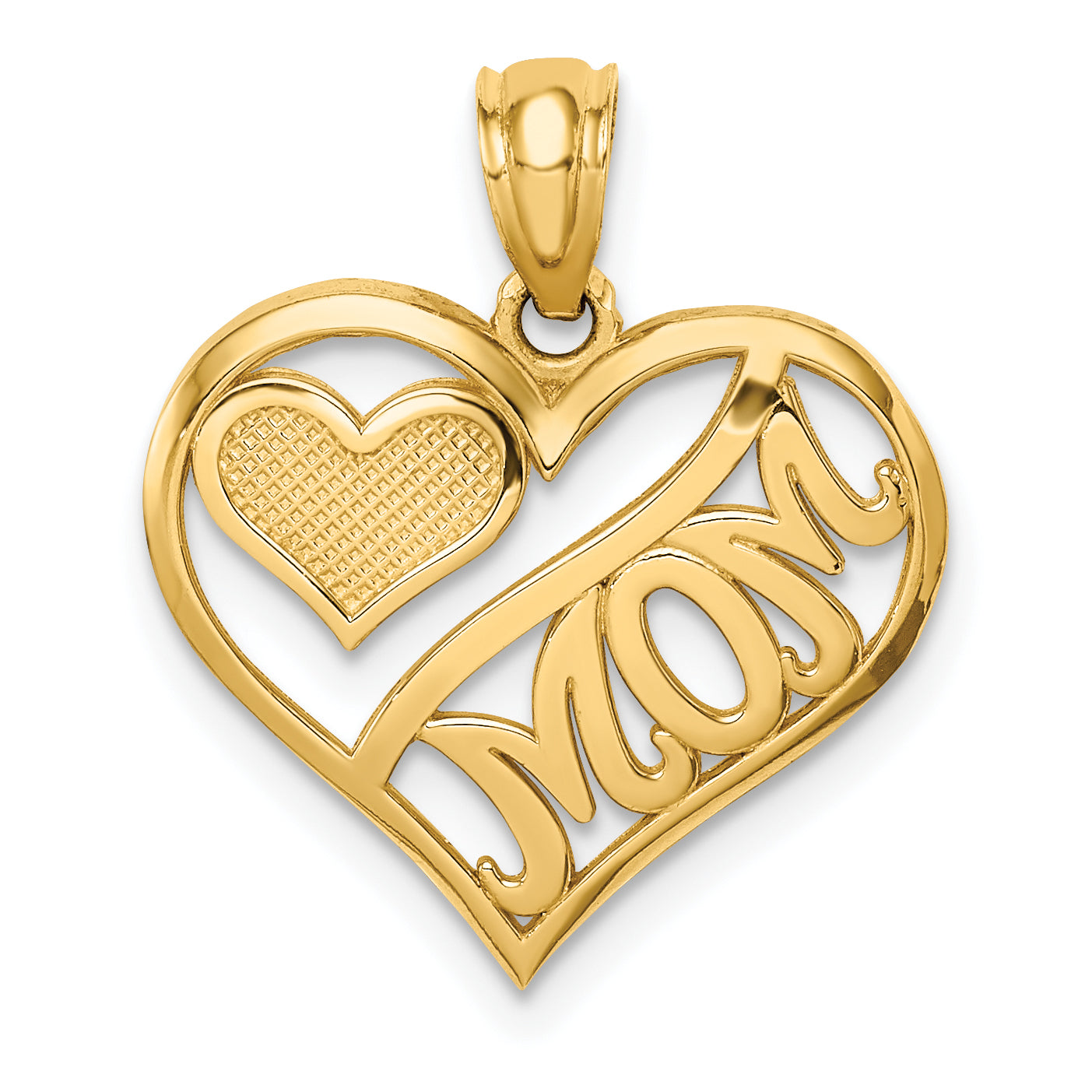 14k Polished MOM and Heart In Heart Pendant Main image