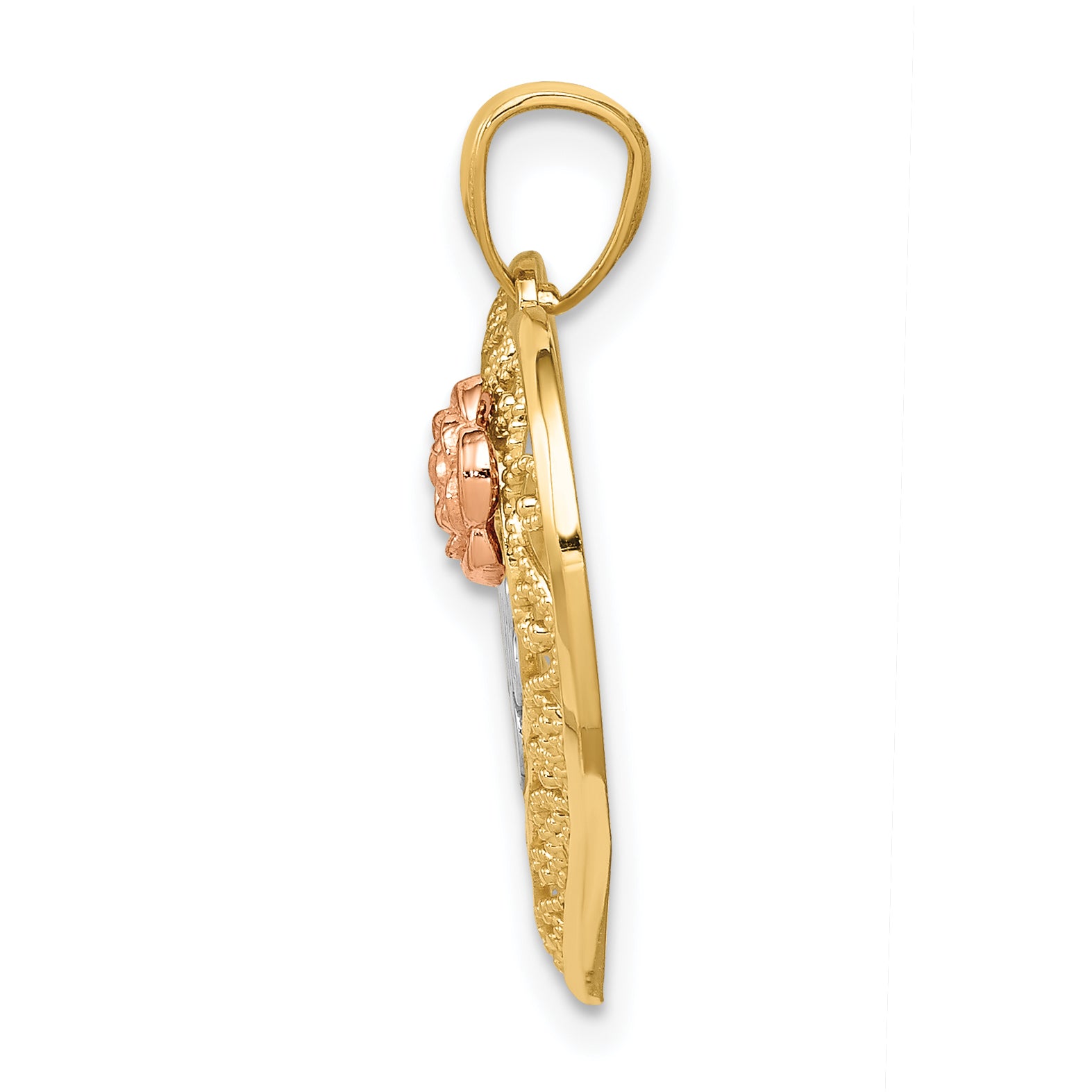 14K Two-Tone Gold MOM Heart Pendant with Rhodium and Rose Design Secondary image