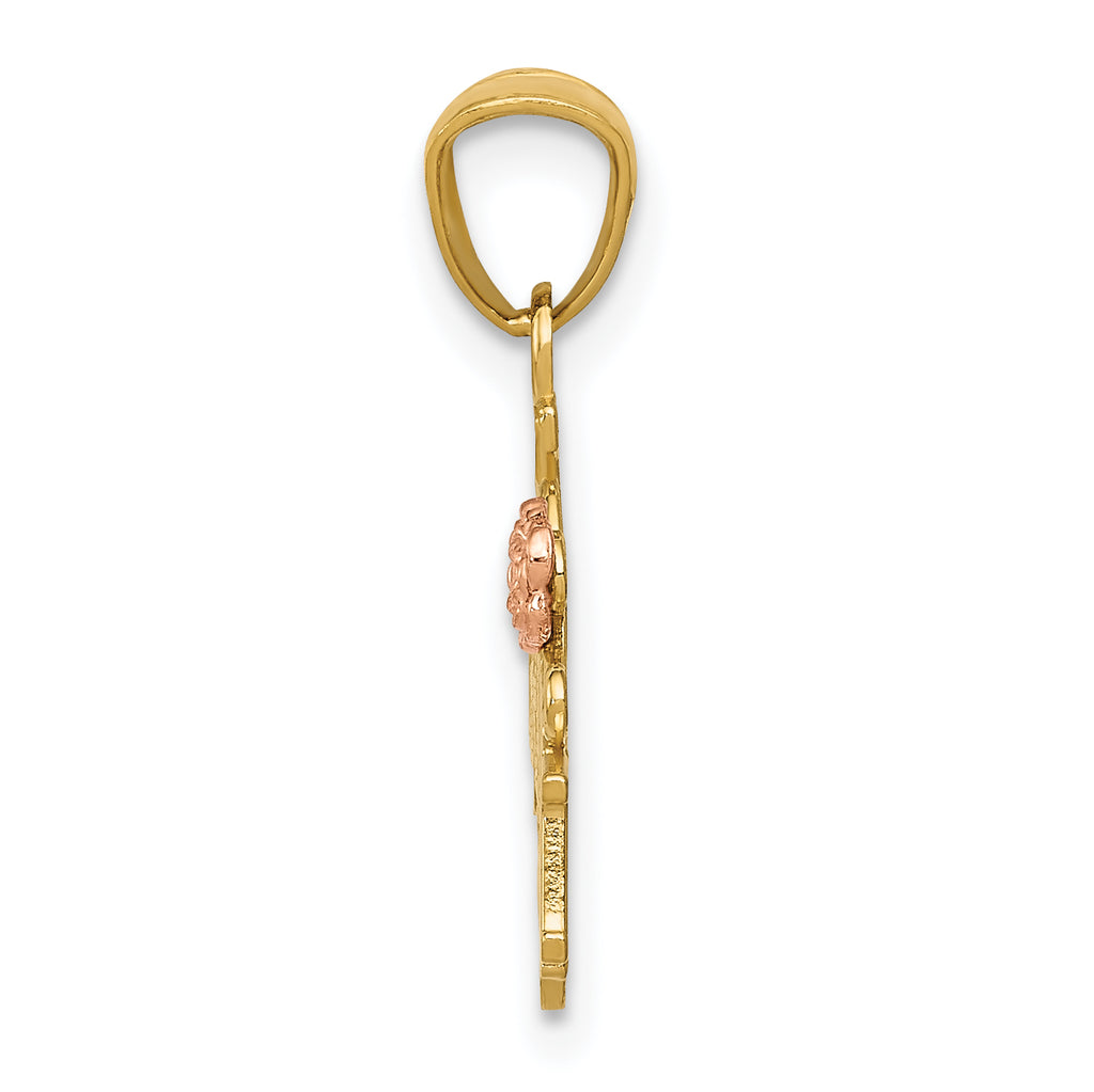 14K Two-Tone Diamond-Cut #1 Grandma Pendant with Polished Finish