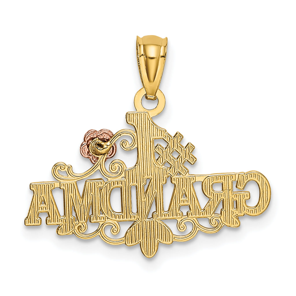 14K Two-Tone Diamond-Cut #1 Grandma Pendant with Polished Finish