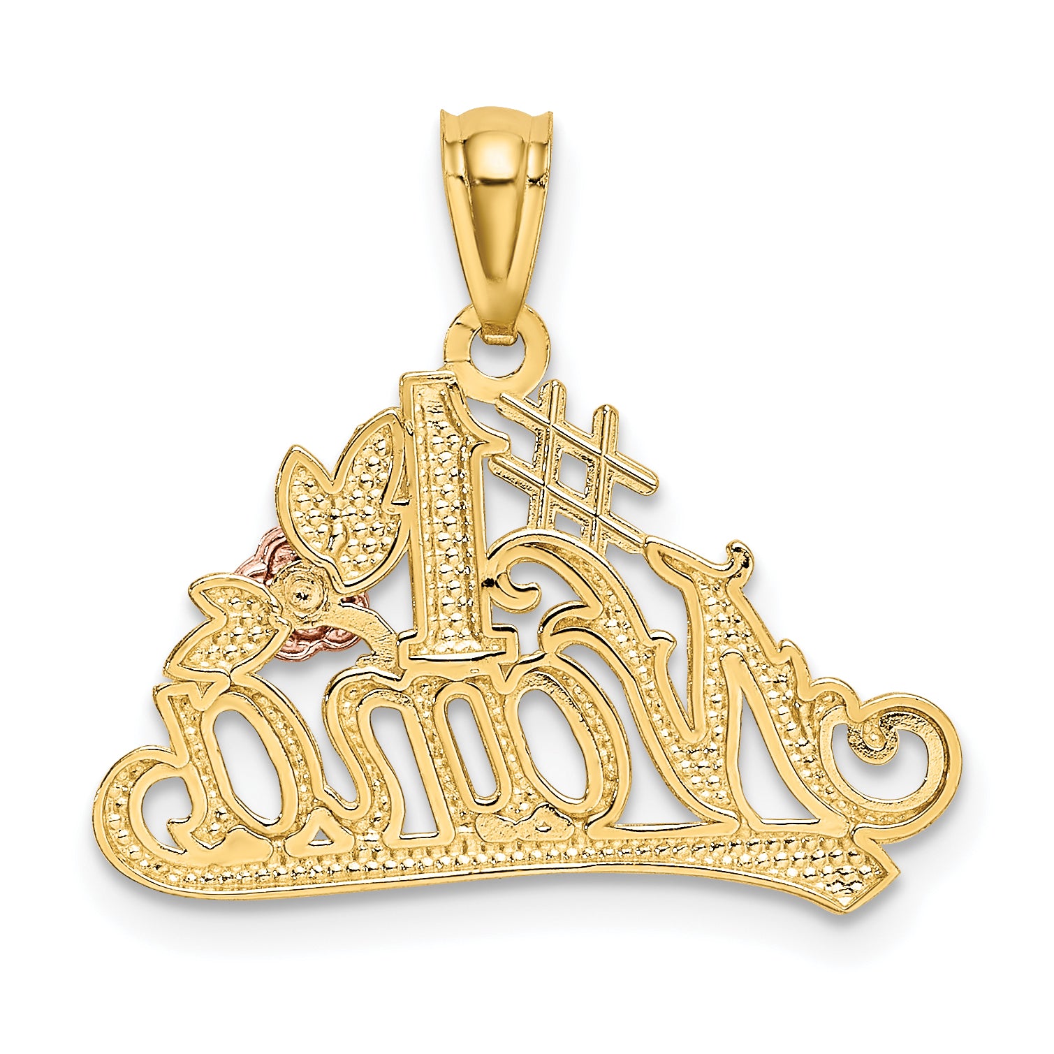 14K Two-Tone Gold NANA Pendant with Rhodium Accents and Polished Finish