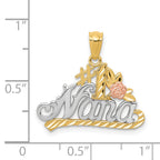 14K Two-Tone Gold NANA Pendant with Rhodium Accents and Polished Finish