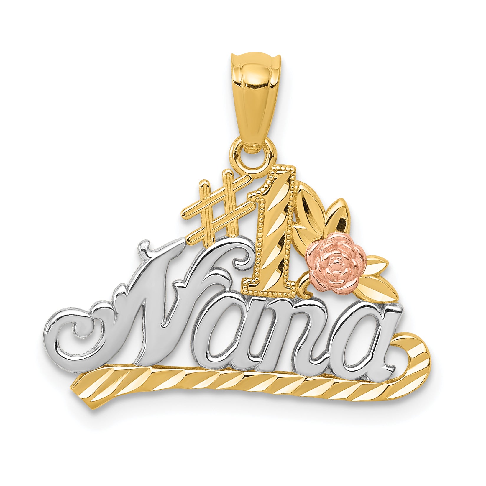 14k Two-tone w/White Rhodium DC #1 NANA w/Rose Pendant Main image