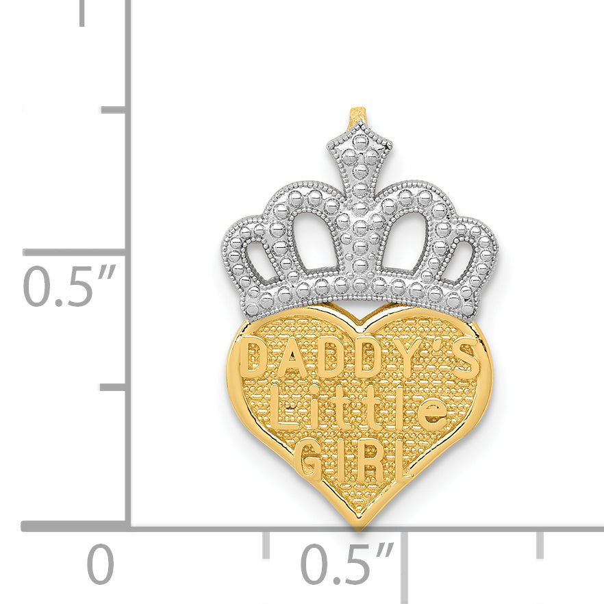 14K Gold Heart Chain Slide with White Rhodium Detailing  Daddy's Little Girl