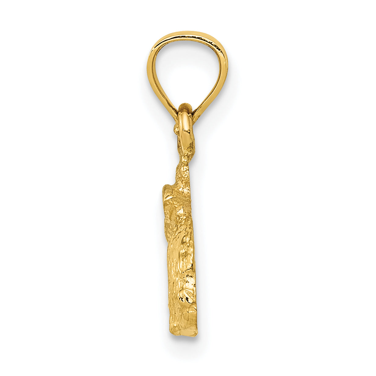 14K Gold Polished Rabbit Pendant with Textured Design by Sophia Jewelers