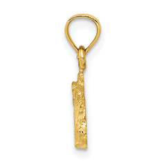14K Gold Polished Rabbit Pendant with Textured Design by Sophia Jewelers