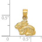 14K Gold Polished Rabbit Pendant with Textured Design by Sophia Jewelers