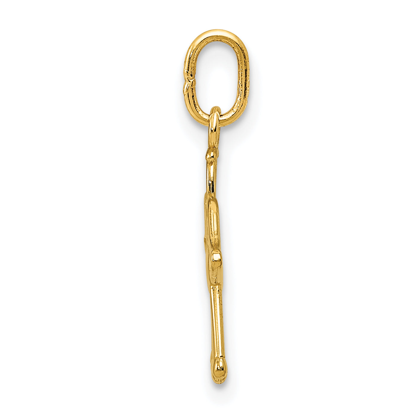 14K Gold Polished Angel Pendant with Heart Charm