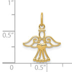 14K Gold Polished Angel Pendant with Heart Charm