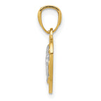 14K Gold Polished Guardian Angel Heart Pendant with Rhodium Accents