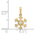 14K Gold Polished Cubic Zirconia Snowflake Charm  Elegant Winter Design
