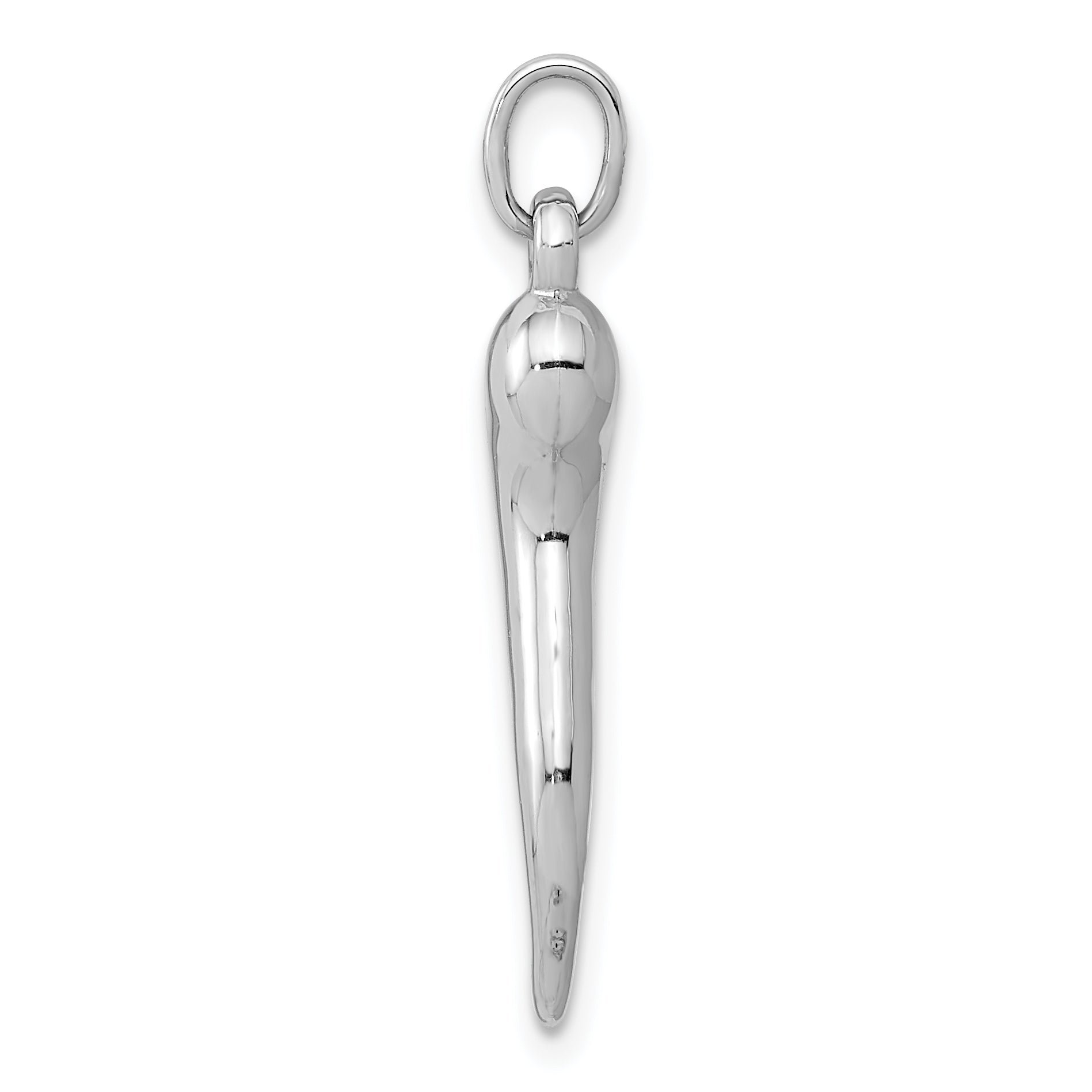 14K White Gold 3D Italian Horn Charm with Polished Rhodium Finish Secondary image