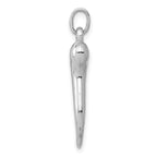 14K White Gold 3D Italian Horn Charm with Polished Rhodium Finish
