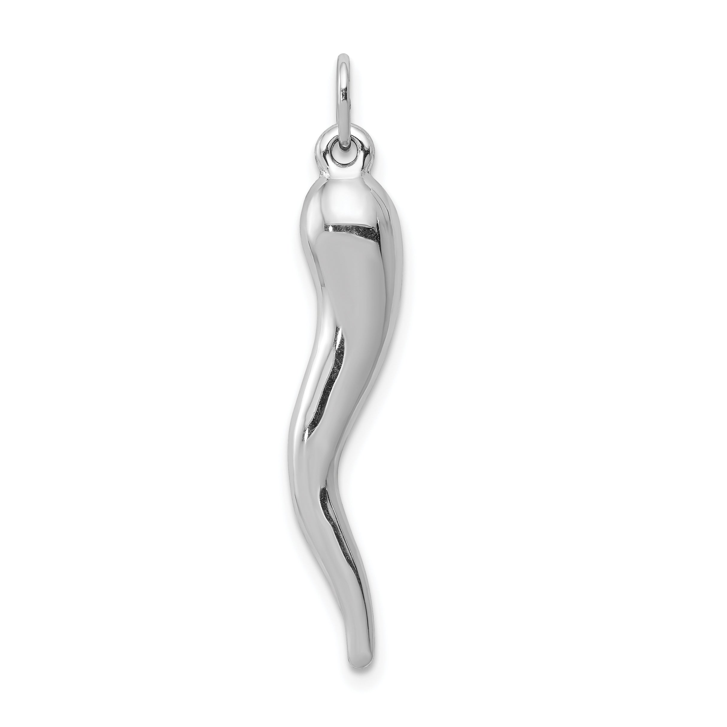 14k White Gold 3D Italian Horn Charm Main image