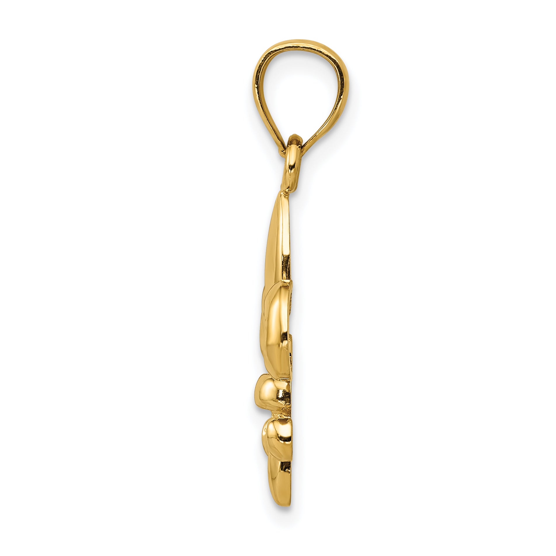 14K Gold Polished Fleur de Lis Pendant for Men  Elegant Solid Design Secondary image