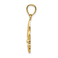 14K Gold Polished Fleur de Lis Pendant for Men  Elegant Solid Design