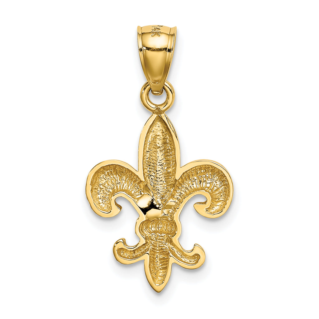 14K Gold Polished Fleur de Lis Pendant for Men  Elegant Solid Design
