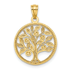 14k Polished Tree Of Life in Round Pendant