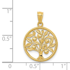 14k Polished Tree Of Life in Round Pendant