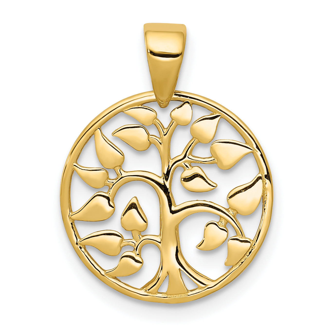 14k Gold Polished Tree in Circle Pendant Main image