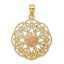14k Yellow and Rose Polished Rose in Round Filigree Charm