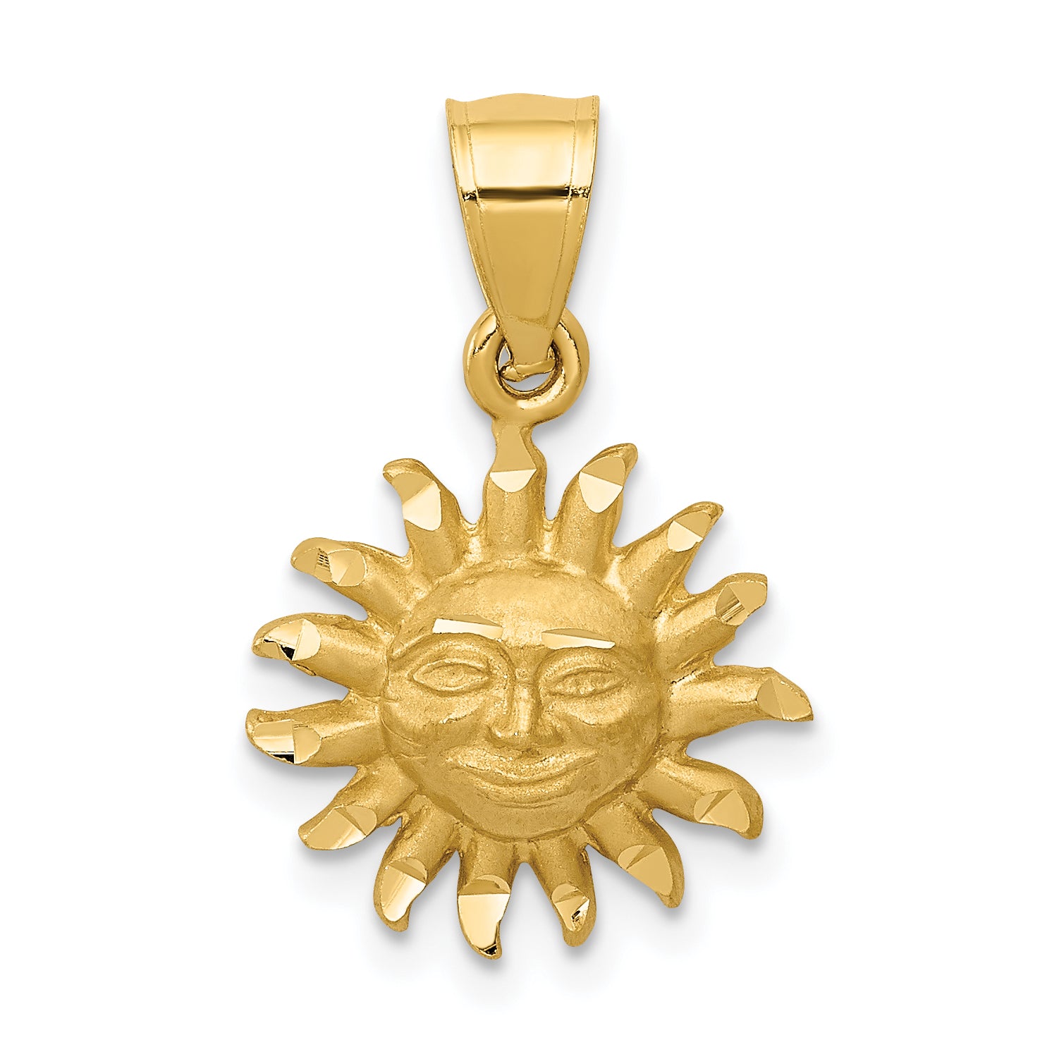 14k Satin Diamond-cut Sun Pendant Main image