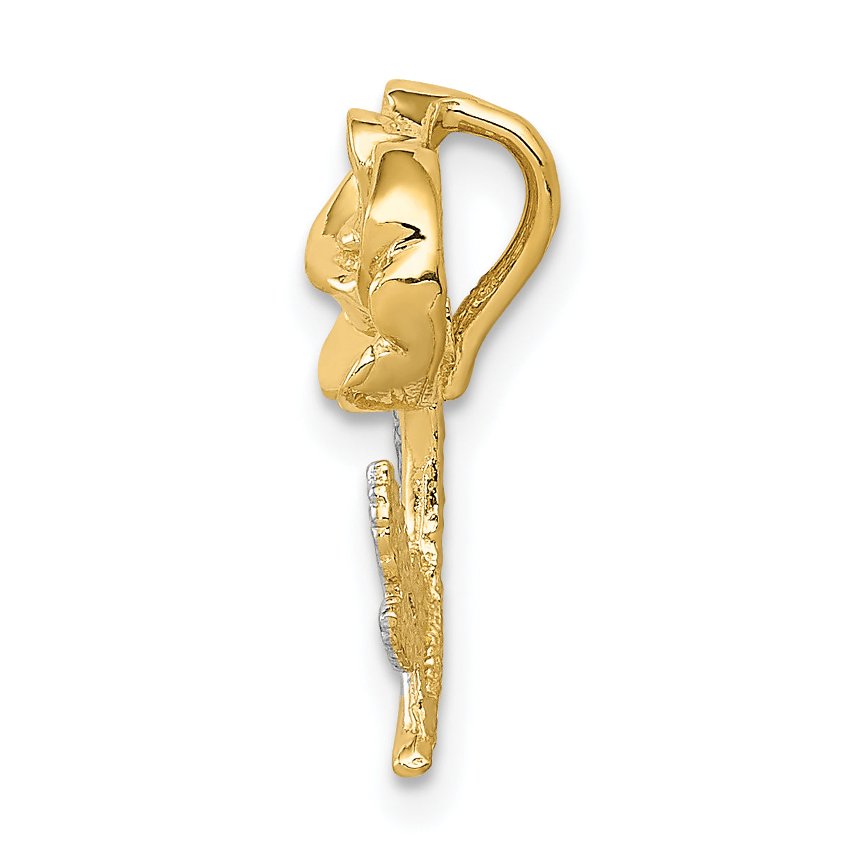 14K Gold Rose Chain Slide with Polished White Rhodium Finish Secondary image