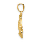 14K Gold Polished Open Rose Pendant  Elegant and Textured Design