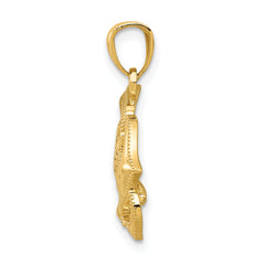 14K Gold Polished Open Rose Pendant  Elegant and Textured Design