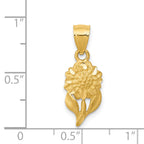 14K Gold Diamond-Cut Sunflower Pendant with Satin Brushed Finish
