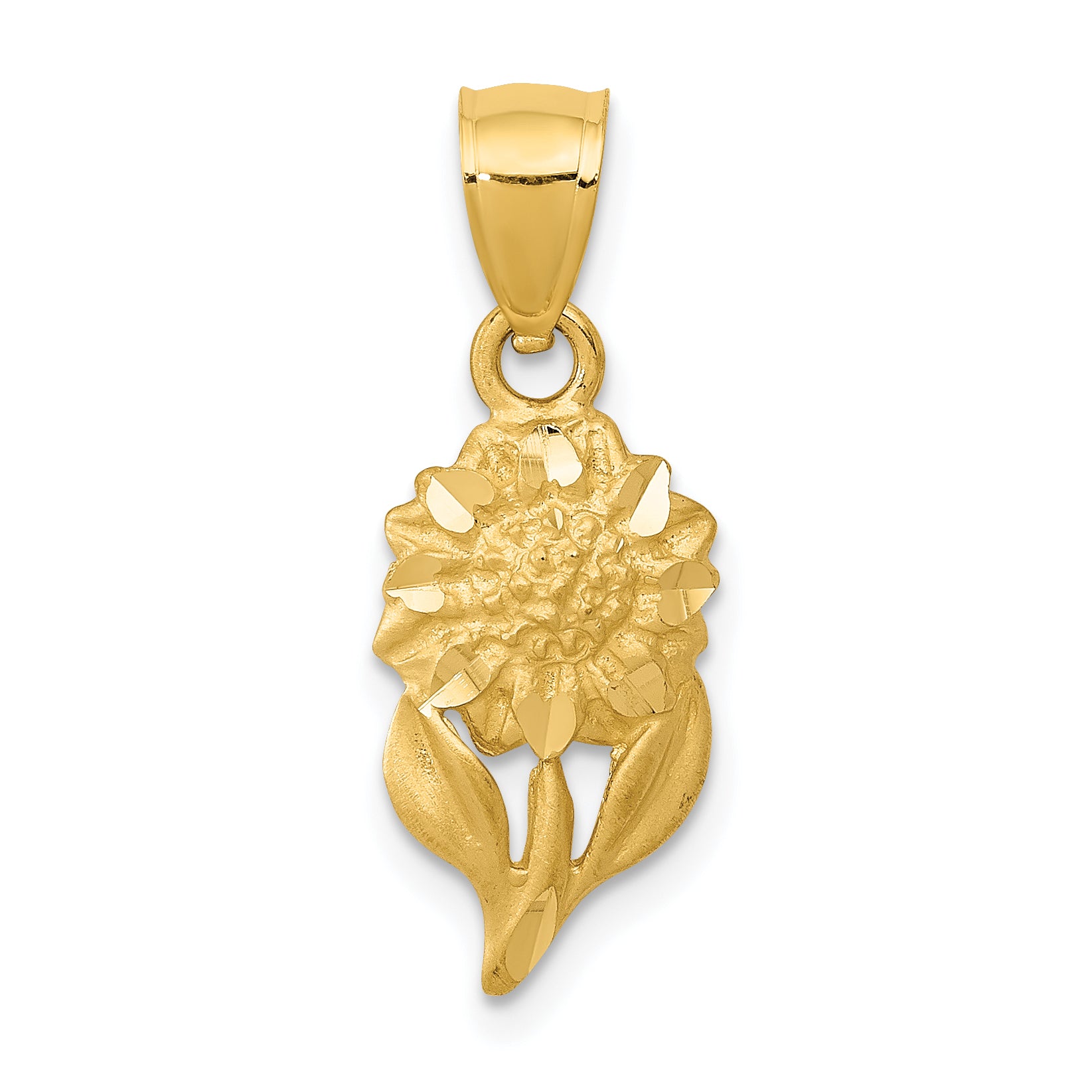 14k Satin Diamond-cut Sunflower Pendant Main image
