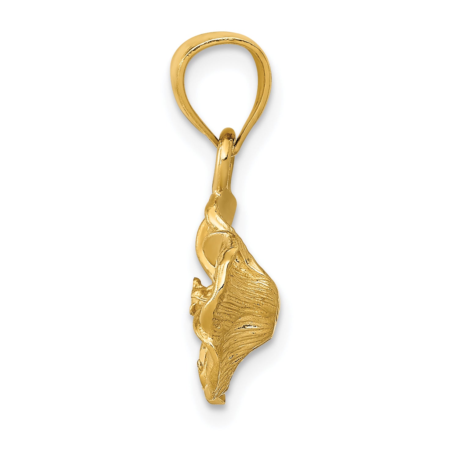 14K Gold Satin Diamond-Cut Hibiscus Pendant with Brushed Finish Secondary image